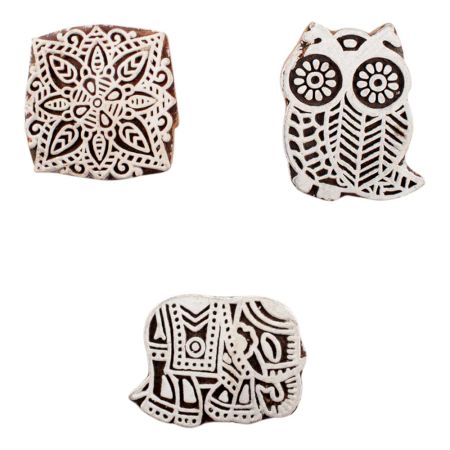 Set of 3 Piece New Mix Wooden Printing Block